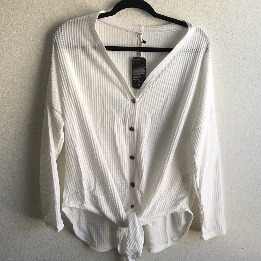 NWT Front Tie Ivory Thermal, sz L